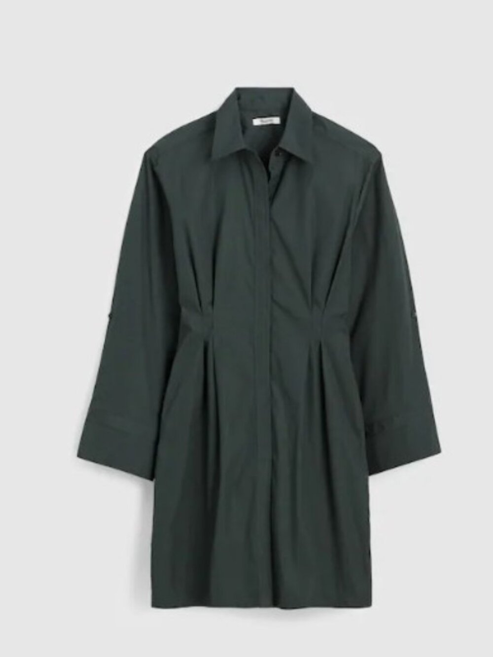 Madewell Tucked Mini Shirtdress - Summit Green - 2 XS S